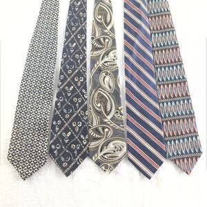 Vintage Lot (5) 100% Silk Ties (Italian Silk NWT-Zylos-Surrey-ProntoUomo)